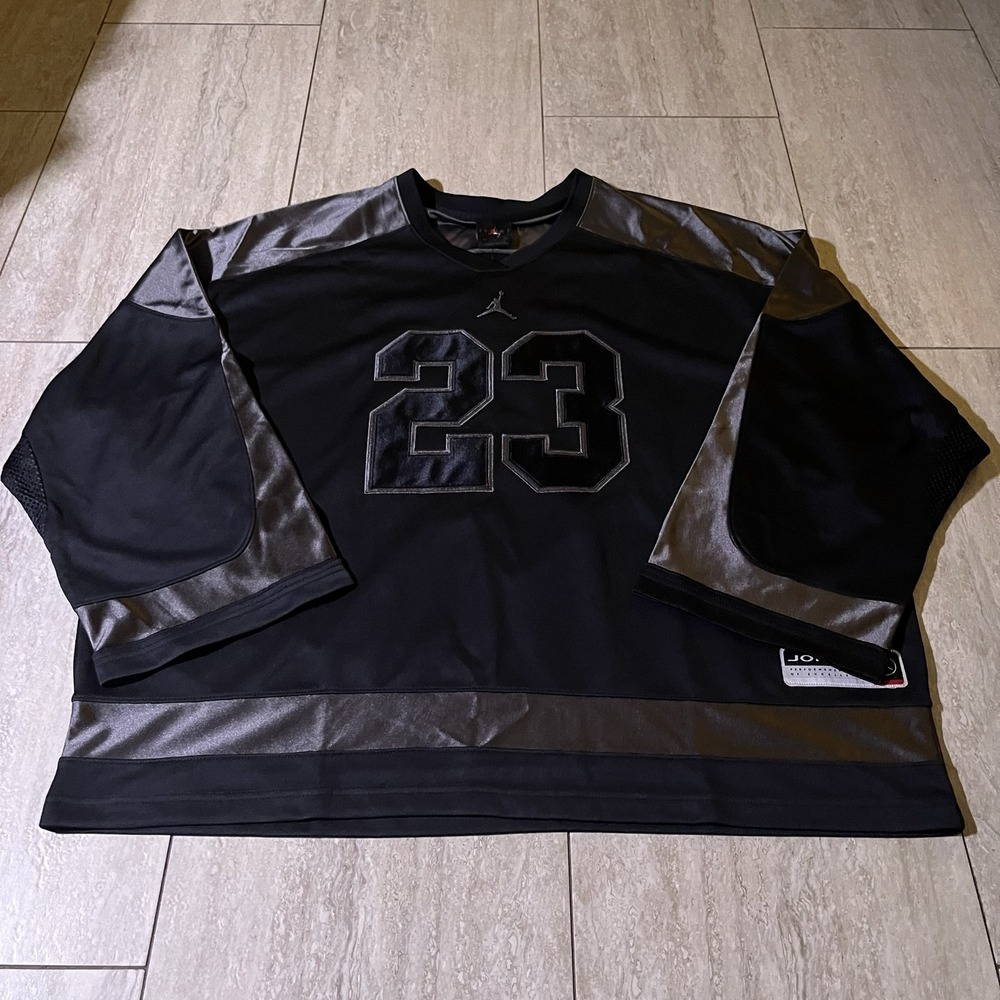 Jordan Shirt Mens 2XL Black 23 Football Jersey Mesh 3/4 Sleeve HV0109-010 New